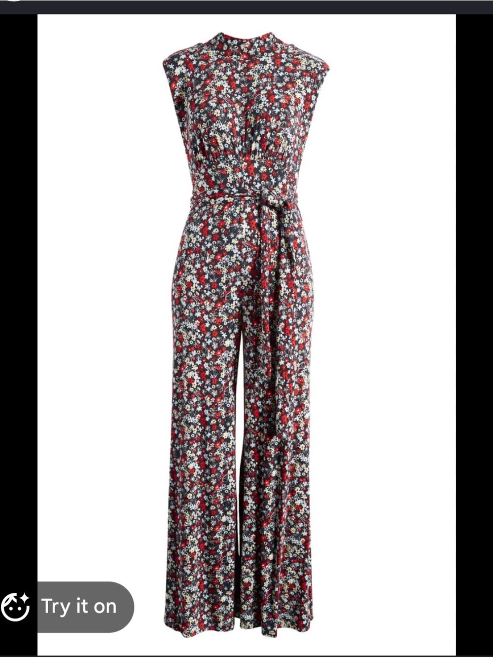 Free People Vibe Check floral jumpsuit small in black ditsy shell - Picture 4 of 5